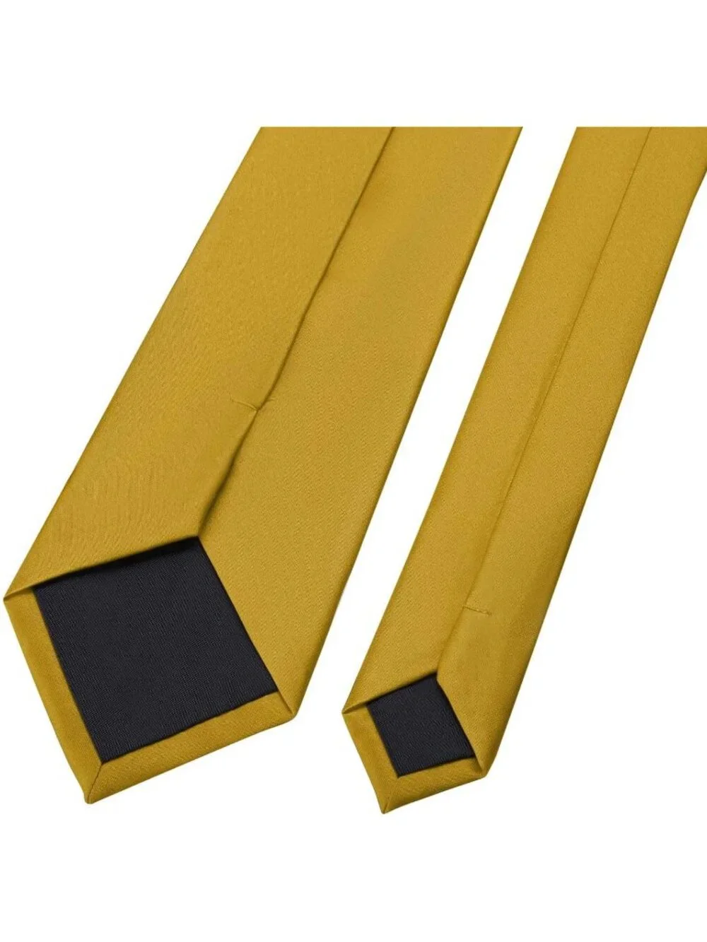 Men's Mustard Solid Microfiber Plain Formal Silk Necktie For Business Dress Tie